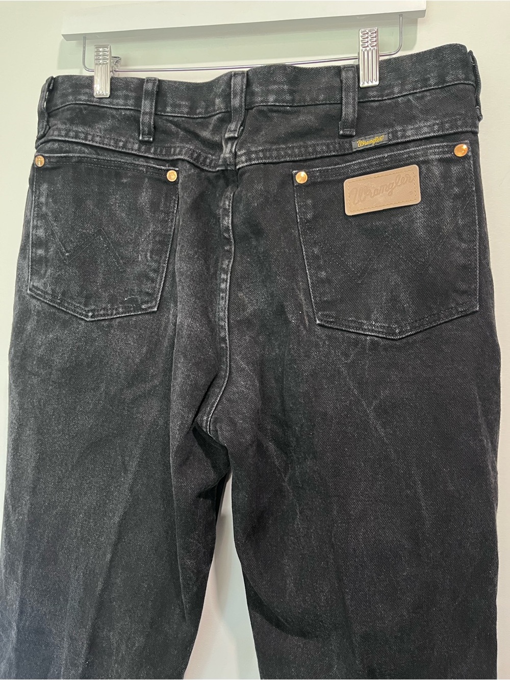Wrangler Men's 35x32 Washed Black Cowboy Cut Straight Leg Jeans 100% Cotton